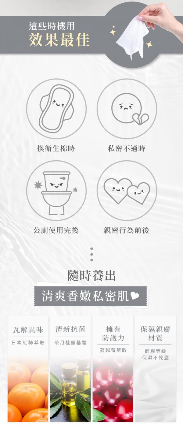 台灣Relove私密弱酸清潔濕紙巾(15片) - 香港行貨