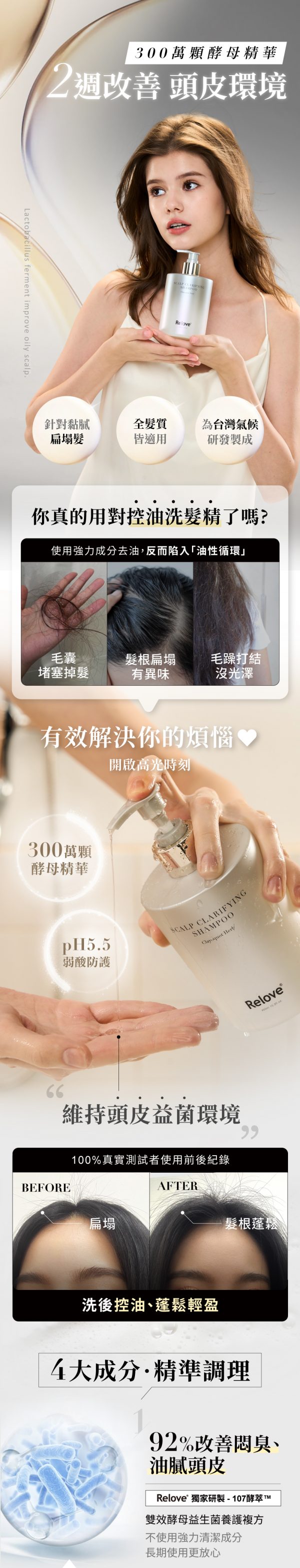 台灣Relove 107酵萃™蓬鬆控油淨化頭皮洗髮精 450ml