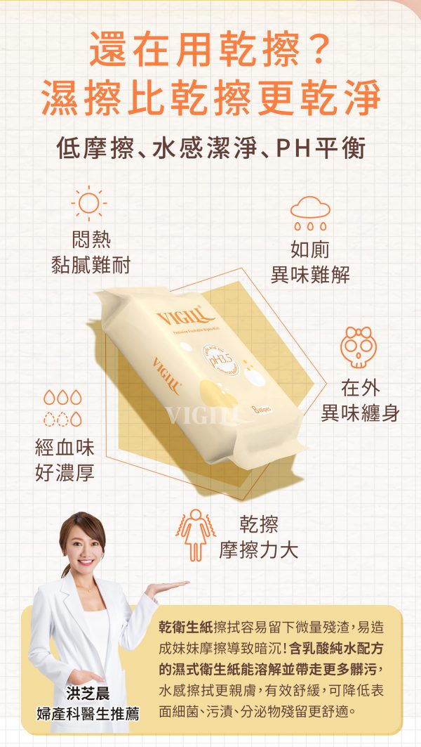 Vigill 婦潔 私密清新柔淨濕紙巾 (迷你包) - pH 弱酸防護、瞬效去味、隨身攜帶