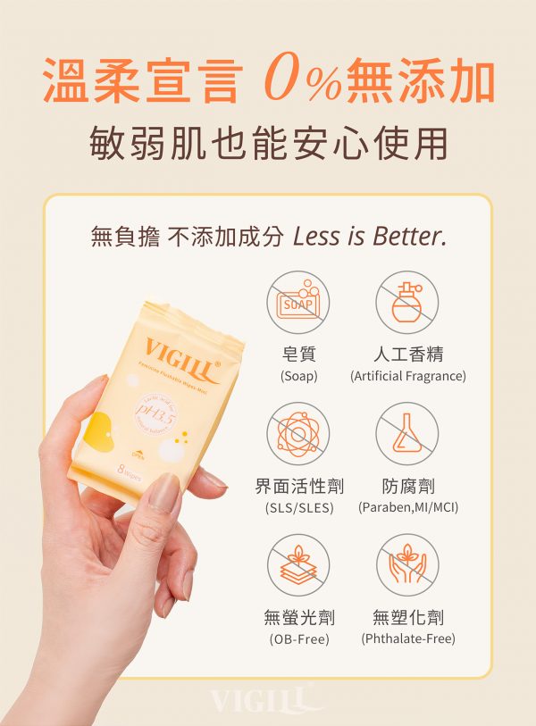 Vigill 婦潔 私密清新柔淨濕紙巾 (迷你包) - pH 弱酸防護、瞬效去味、隨身攜帶