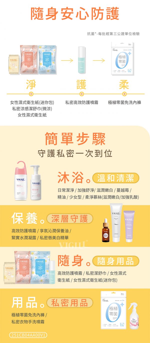 Vigill 婦潔 私密清新柔淨濕紙巾 (迷你包) - pH 弱酸防護、瞬效去味、隨身攜帶