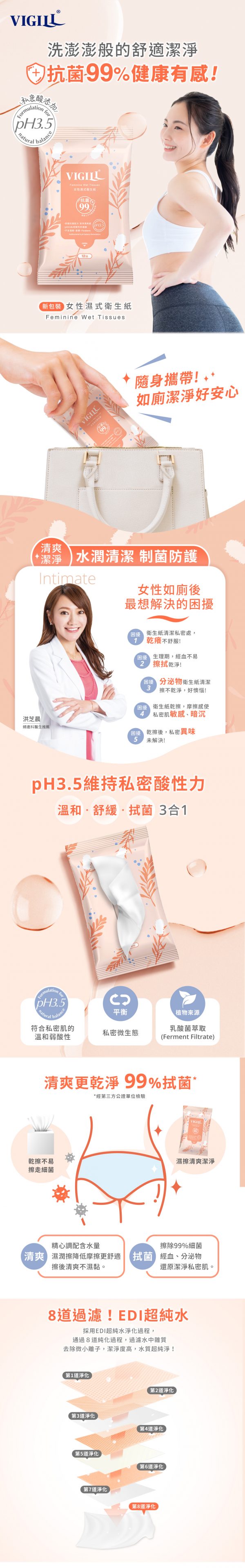 Vigill 婦潔 女性濕式衛生紙 (孖裝共 24 片) - pH 弱酸配方、可沖入馬桶、生理期必備