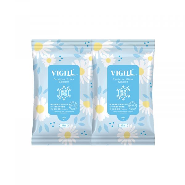Vigill 婦潔 私密潔舒巾 (微涼版孖裝共 24 片) - pH 3.5 弱酸護理、瞬效清涼去味、生理期必備